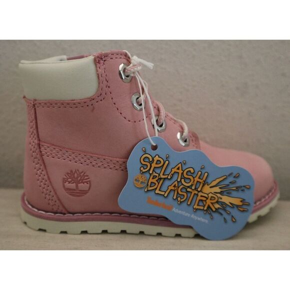Timberland Toddler Girls' Sz 8M Light Pink Nubuck Pokey Pine 6" Side Zip Boots - Picture 9 of 14